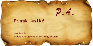 Pissk Anikó névjegykártya